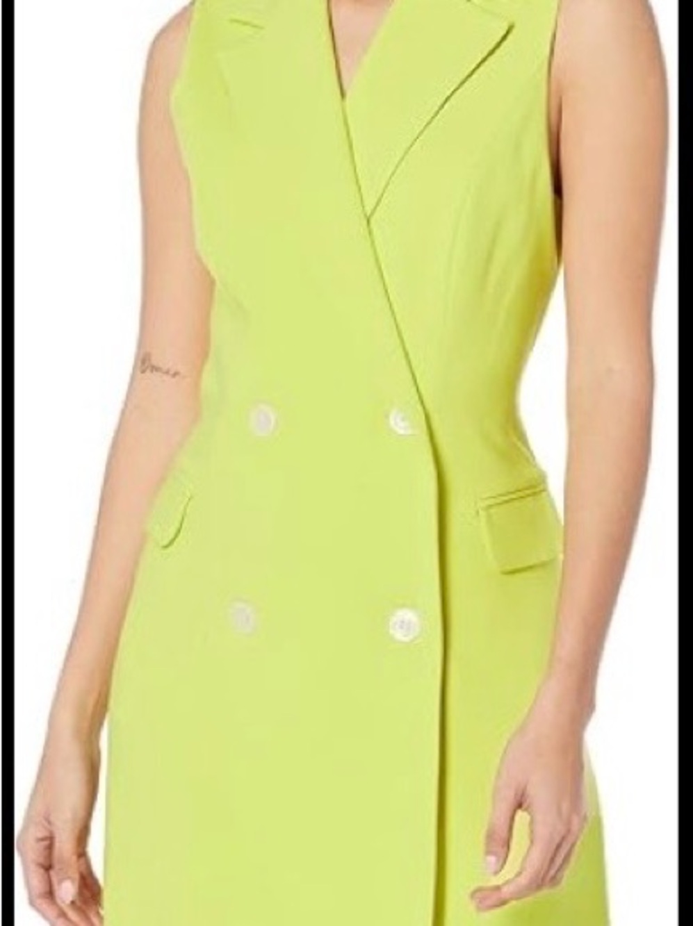 Black halo Sleeveless Double-Breasted yellow Blazer Dress